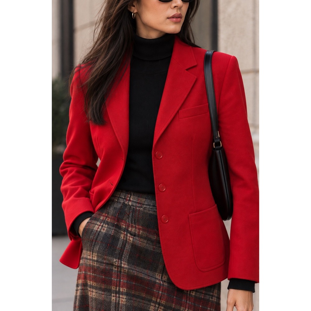 Pendleton Vintage Red Pure Virgin Wool 3-Button Blazer Jacket Made in USA